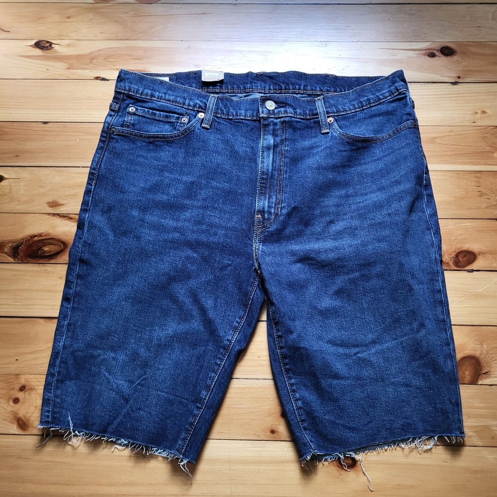 Levis Jean Shorts Mens 40 Blue Premium 511 Dark Wash Classic 90s Raw Hem New